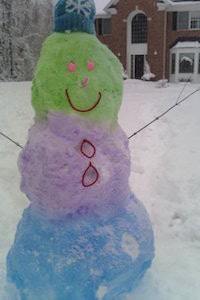 Green Purple and Blue Snowman